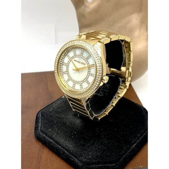 Michael Kors Women's Watch MK3312 Kerry Mother of Pearl Quartz Gold Gemmed 37mm - Picture 2 of 13